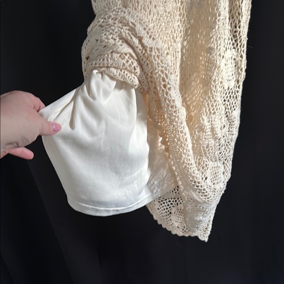 Newport News Crochet Cream Dress and Jacket Set - Picture 5 of 6